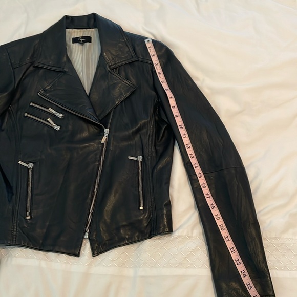 Aqua by Bloomingdale’s Black Leather Moto Jacket - Picture 4 of 12